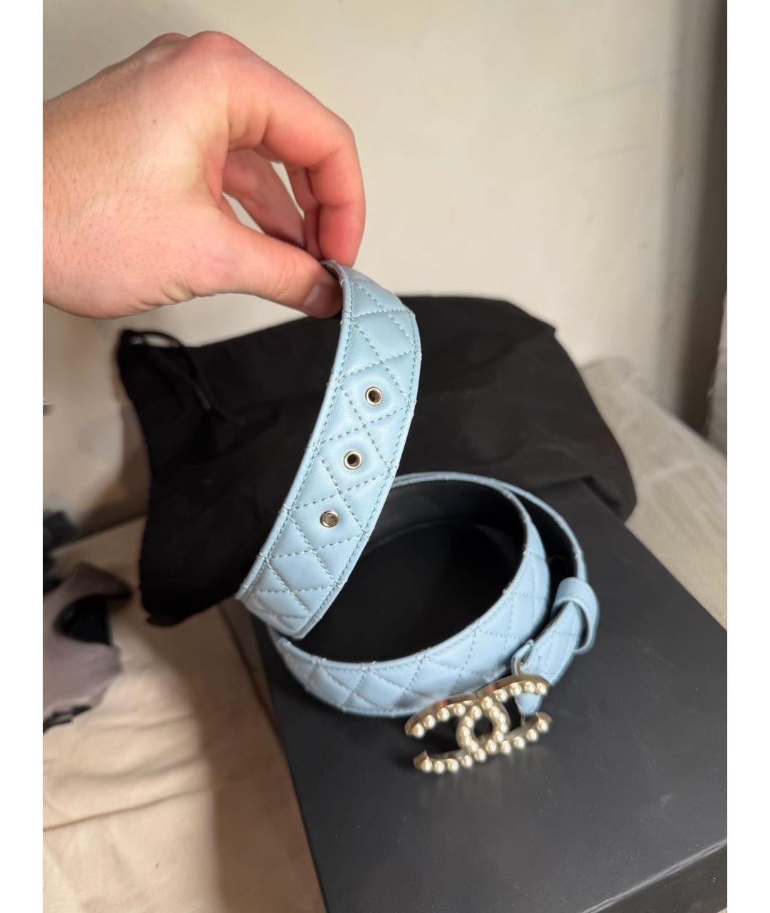 CHANEL Голубой кожаный ремень, фото 2