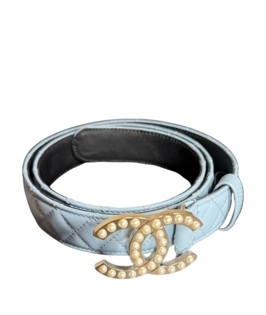 CHANEL Голубой кожаный ремень, фото 1
