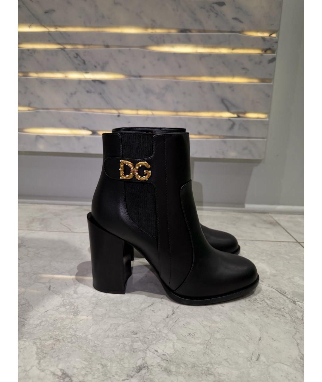 DOLCE&GABBANA Черные кожаные ботильоны, фото 9