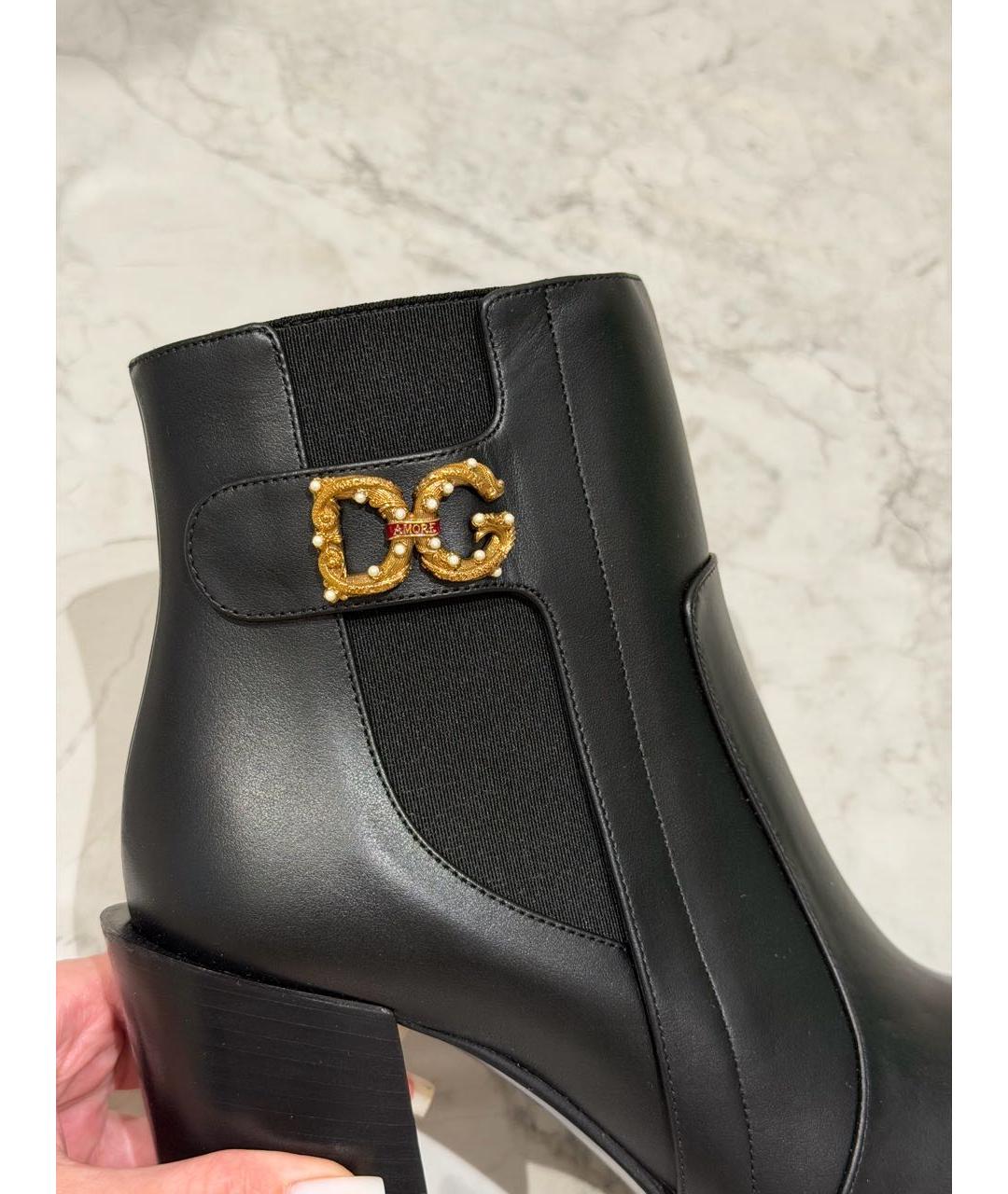 DOLCE&GABBANA Черные кожаные ботильоны, фото 5