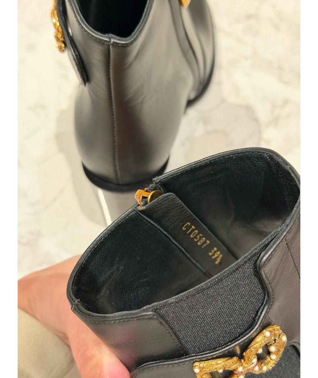 DOLCE&GABBANA Черные кожаные ботильоны, фото 8