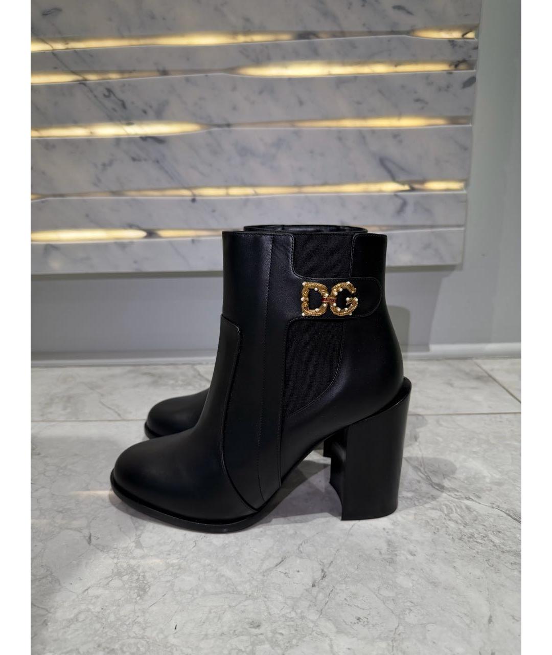 DOLCE&GABBANA Черные кожаные ботильоны, фото 2