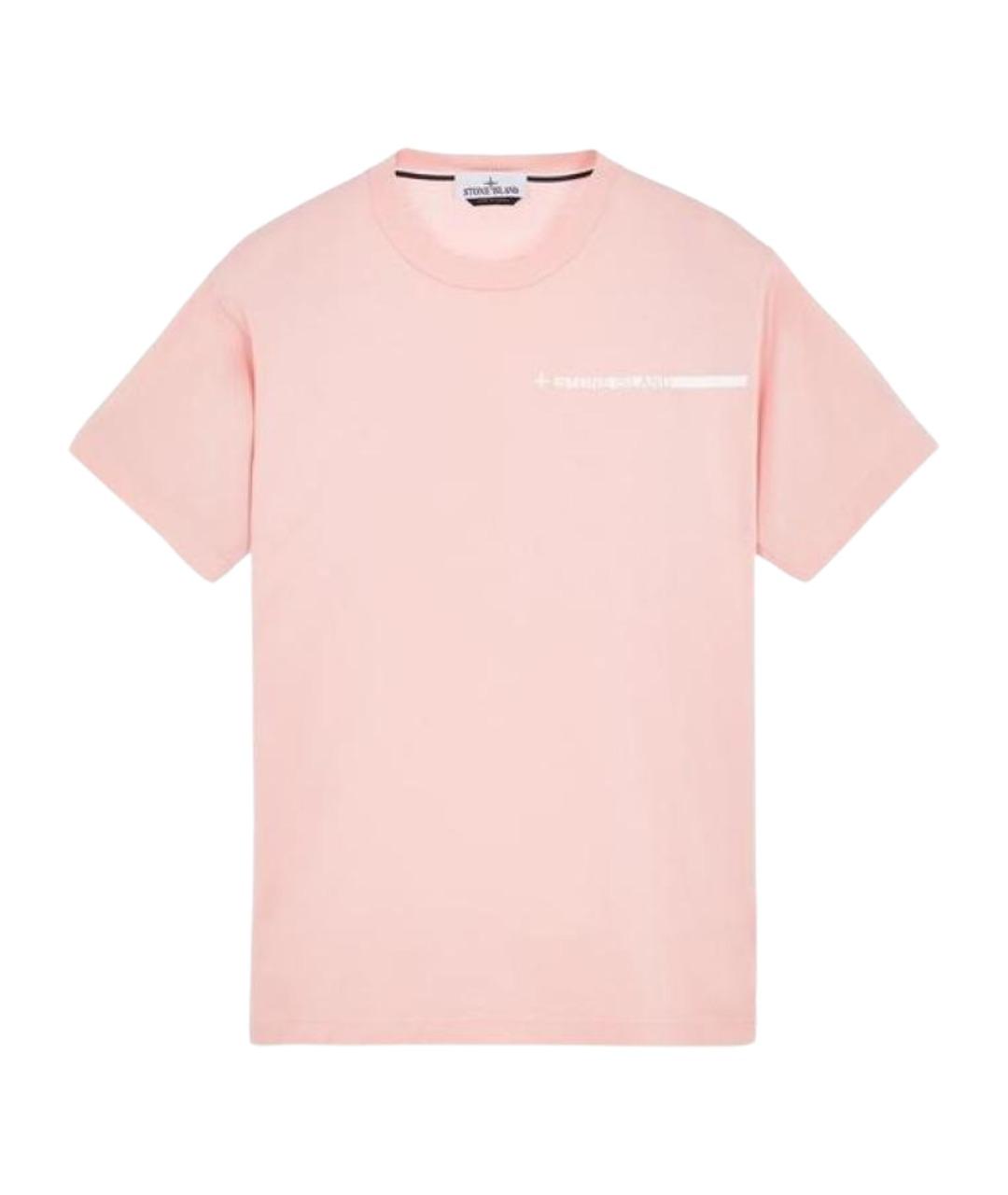STONE ISLAND Розовая хлопковая футболка, фото 1