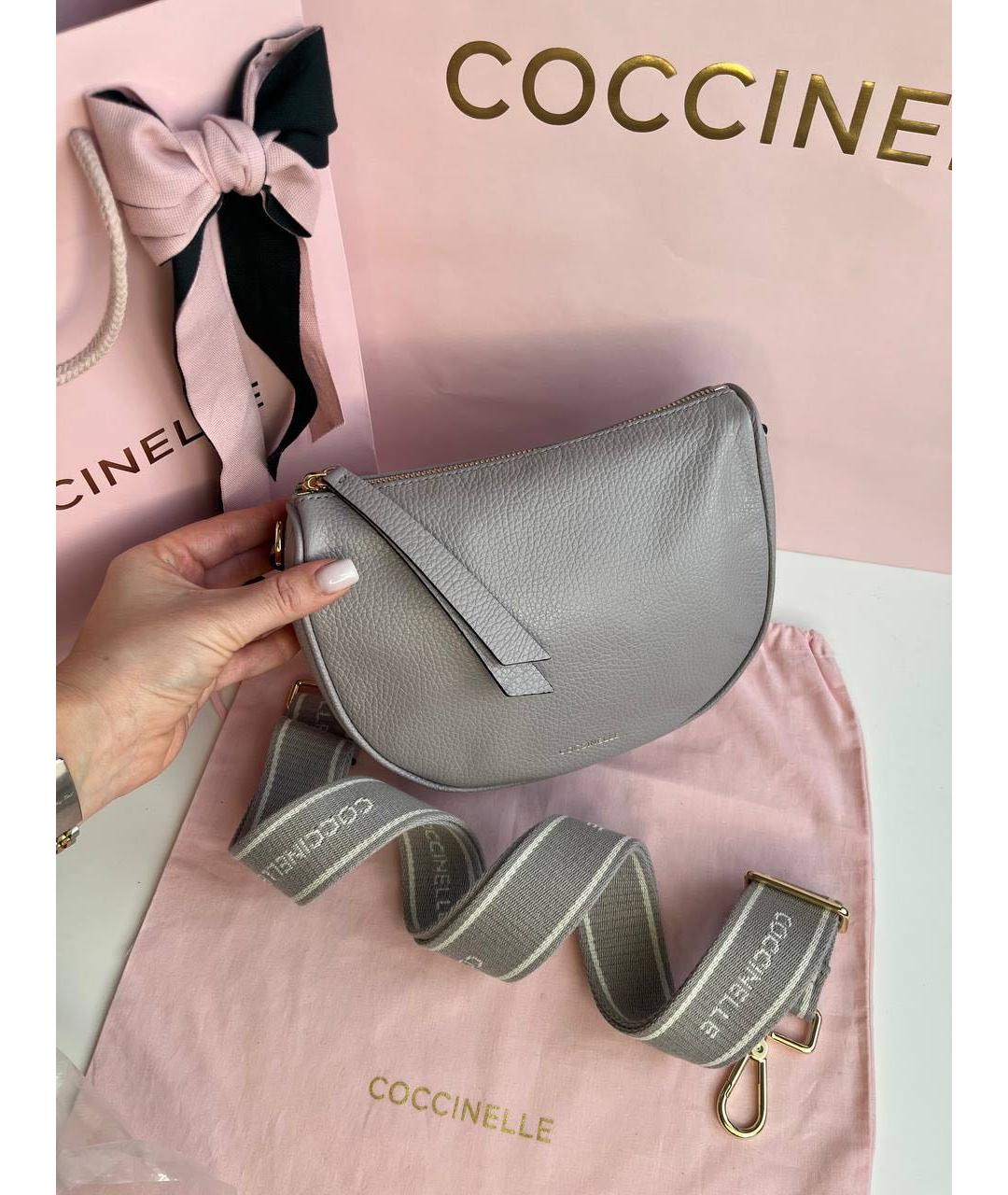 COCCINELLE Серая кожаная сумка через плечо, фото 4