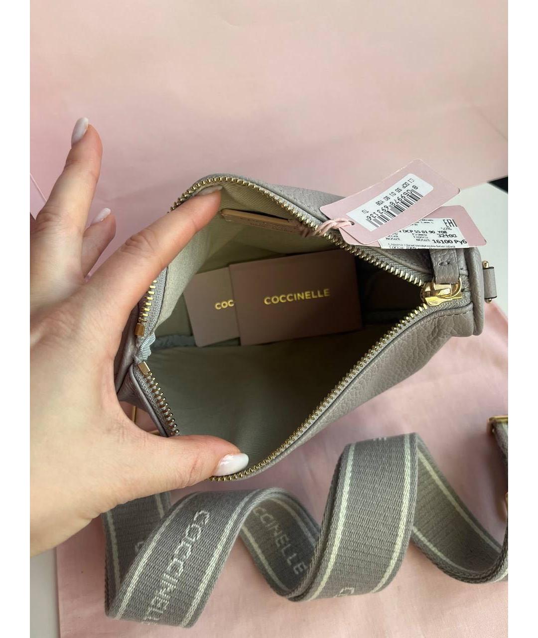 COCCINELLE Серая кожаная сумка через плечо, фото 3