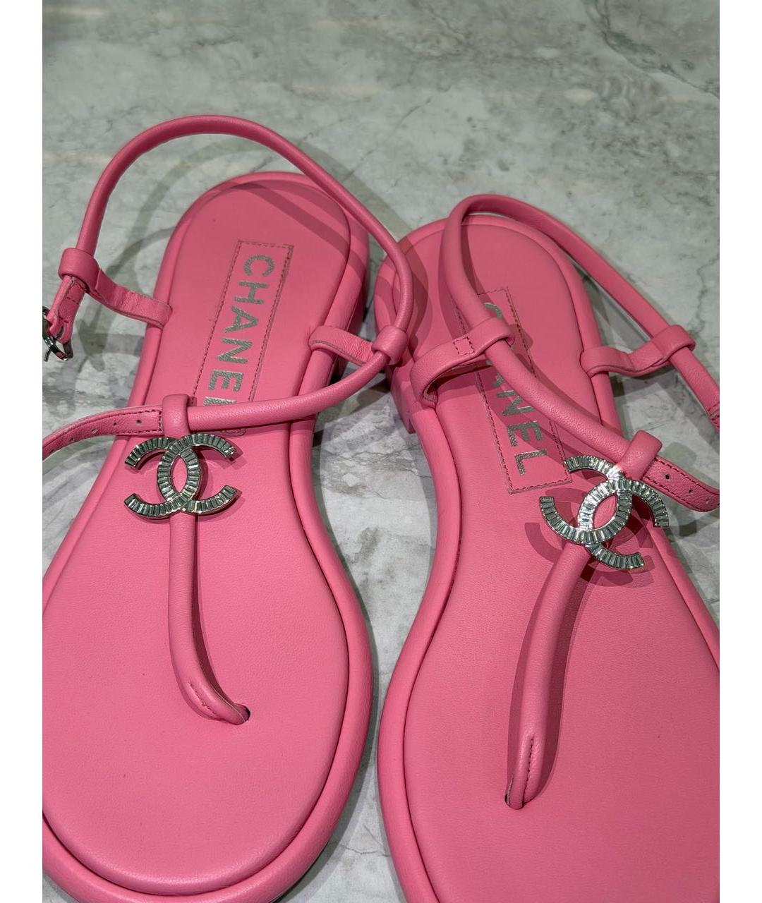 CHANEL Розовые кожаные сандалии, фото 3