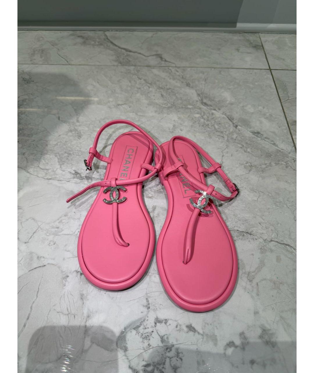 CHANEL Розовые кожаные сандалии, фото 2