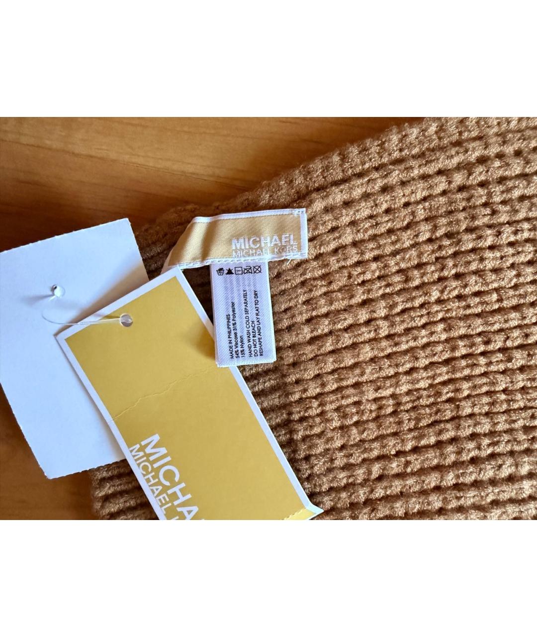 MICHAEL KORS Бежевый шерстяной шарф, фото 2