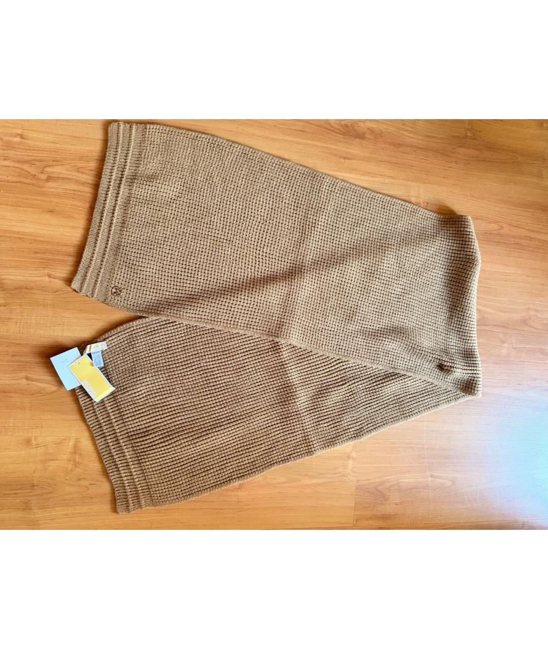 MICHAEL KORS Бежевый шерстяной шарф, фото 4