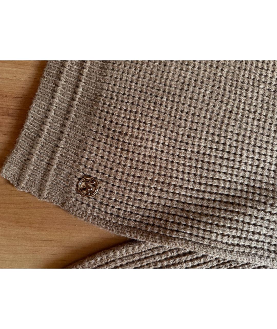 MICHAEL KORS Бежевый шерстяной шарф, фото 3