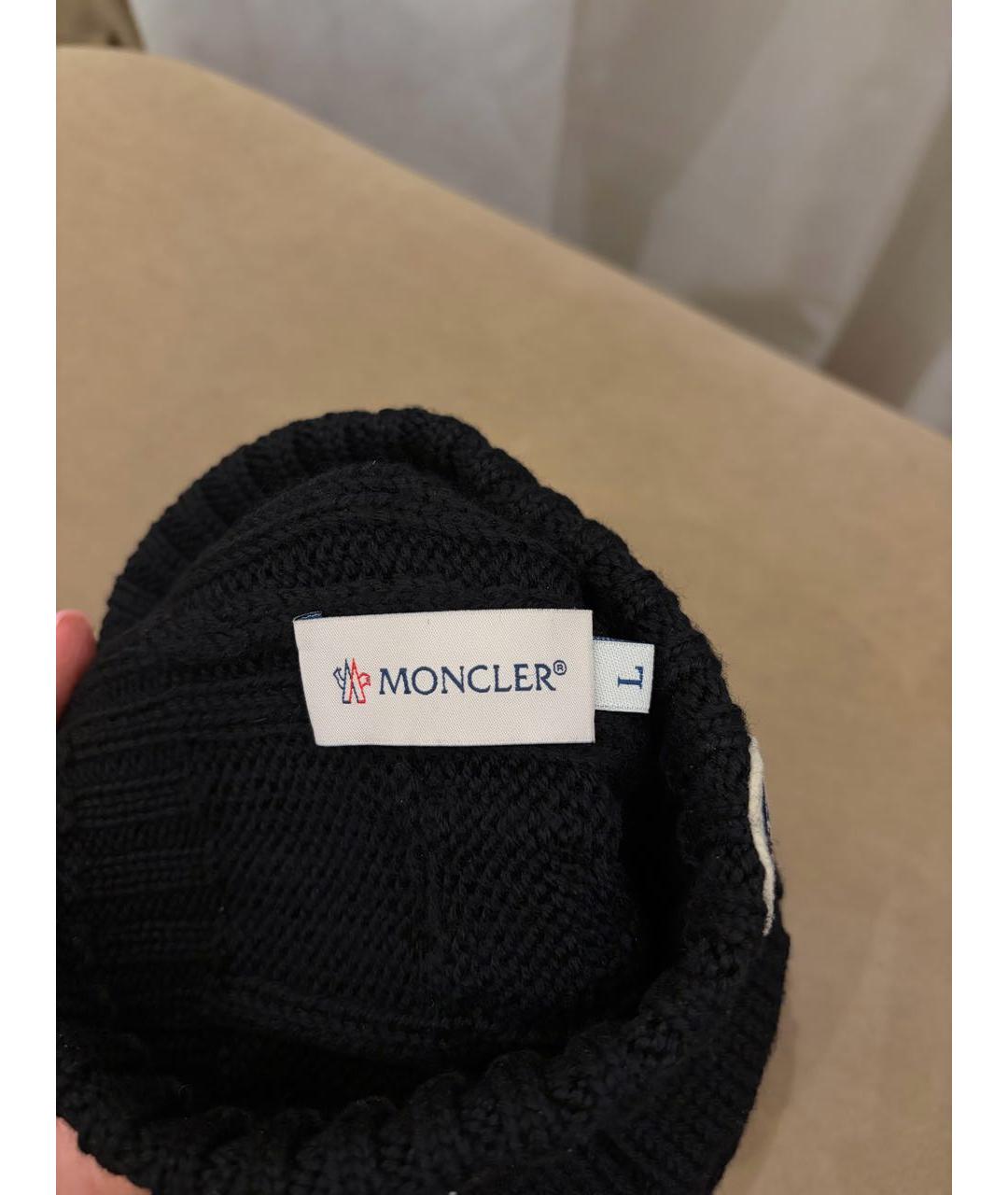 MONCLER Черная шерстяная шапка, фото 4