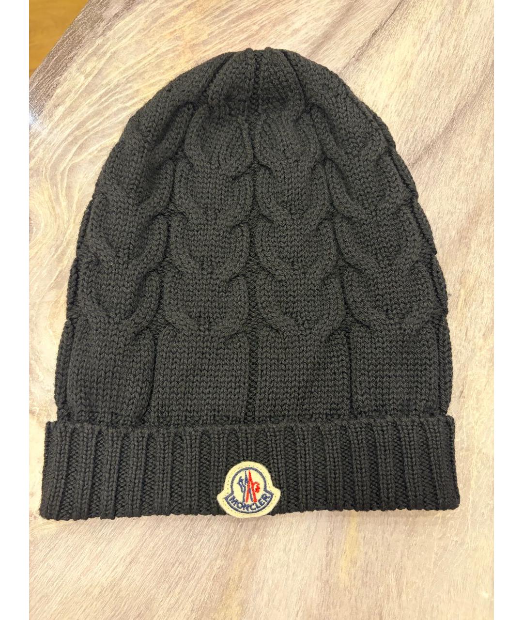 MONCLER Черная шерстяная шапка, фото 6