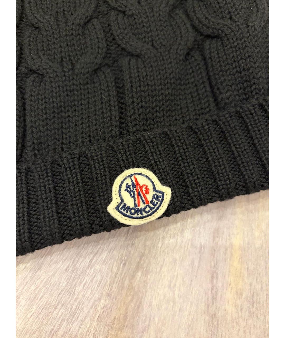 MONCLER Черная шерстяная шапка, фото 5