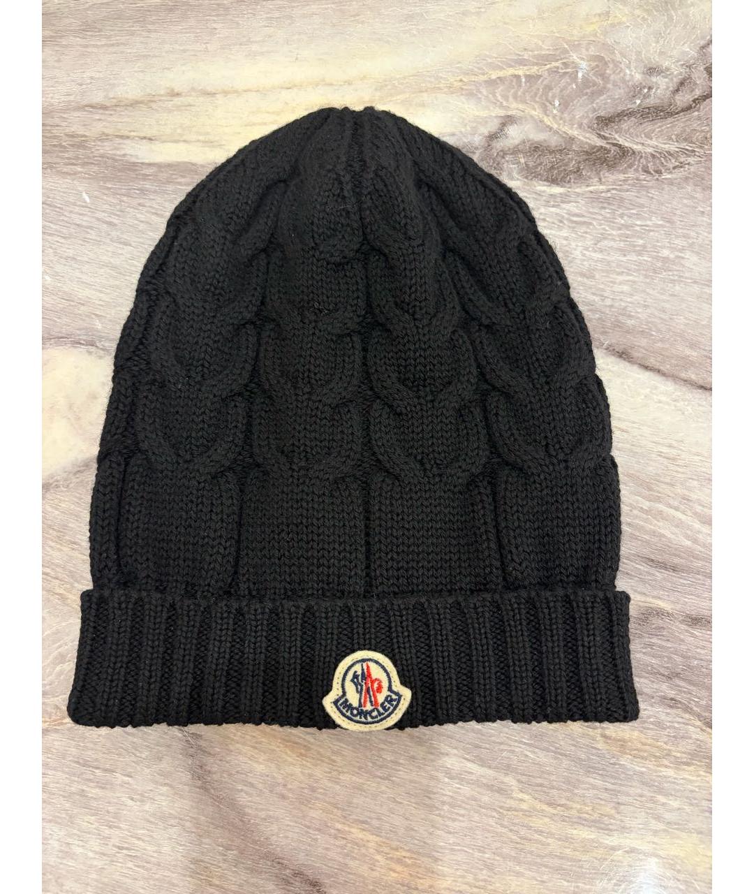 MONCLER Черная шерстяная шапка, фото 8