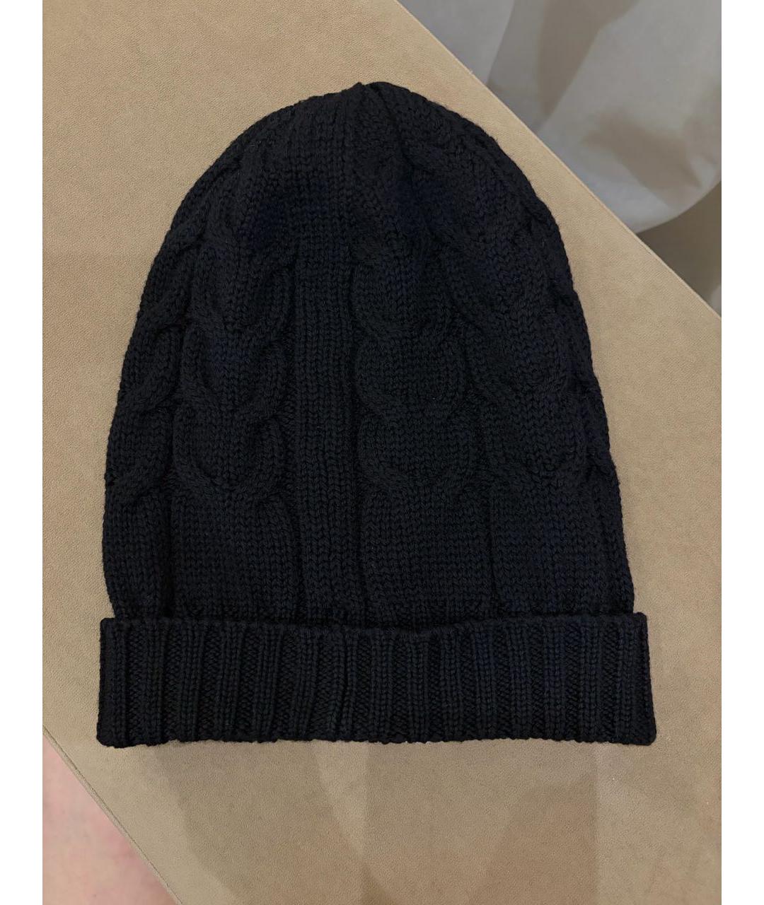 MONCLER Черная шерстяная шапка, фото 3