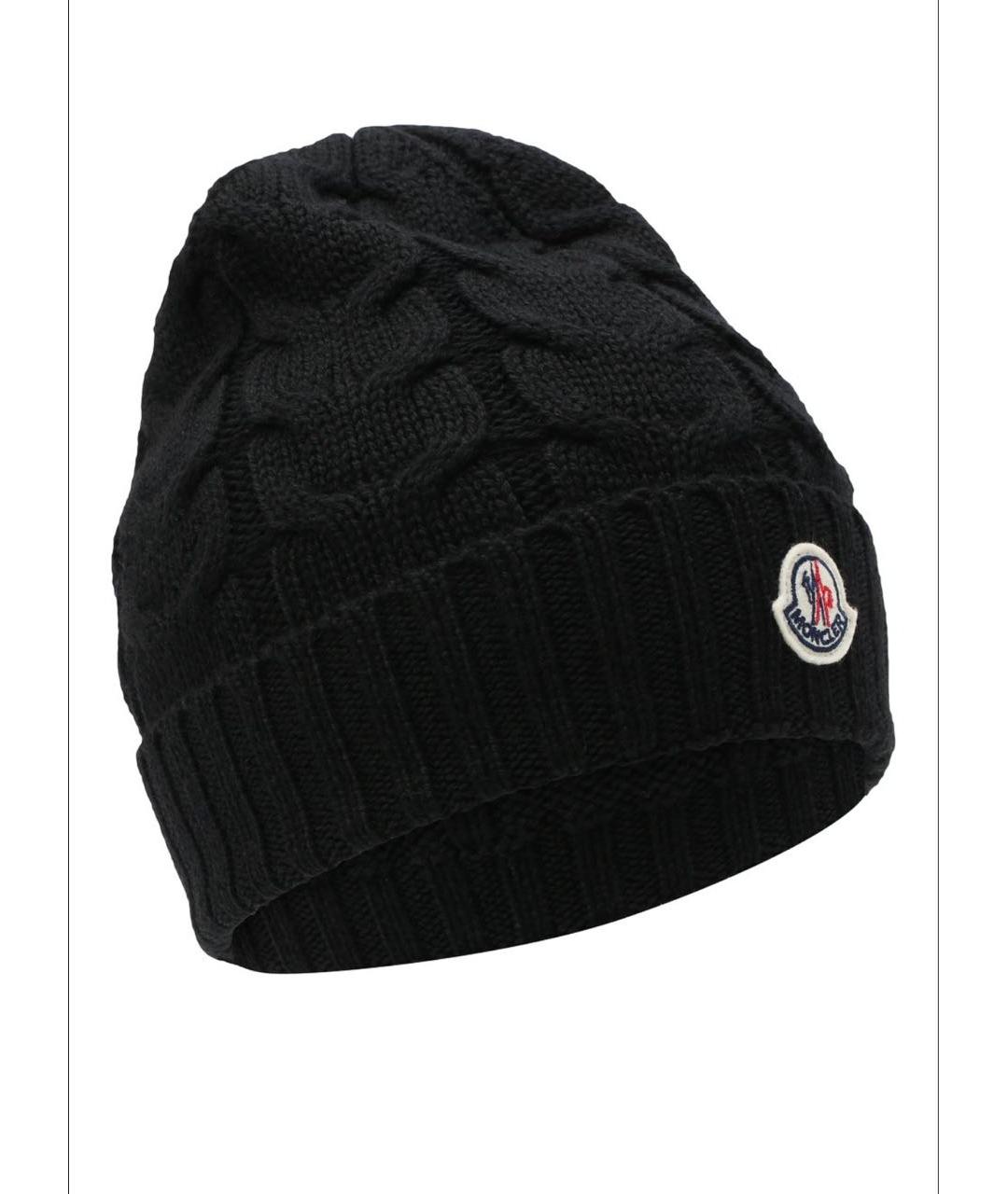 MONCLER Черная шерстяная шапка, фото 7