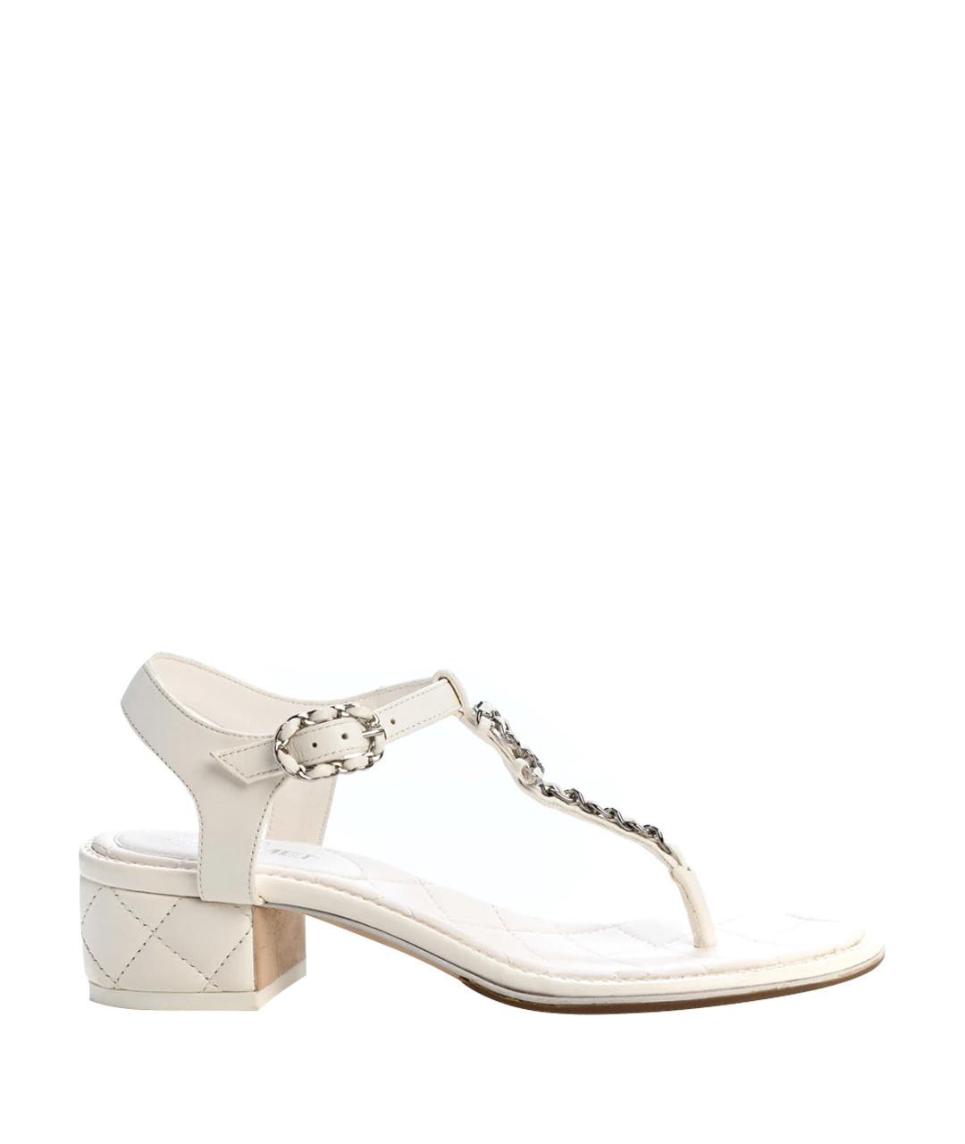 CHANEL Бежевые кожаные сандалии, фото 1