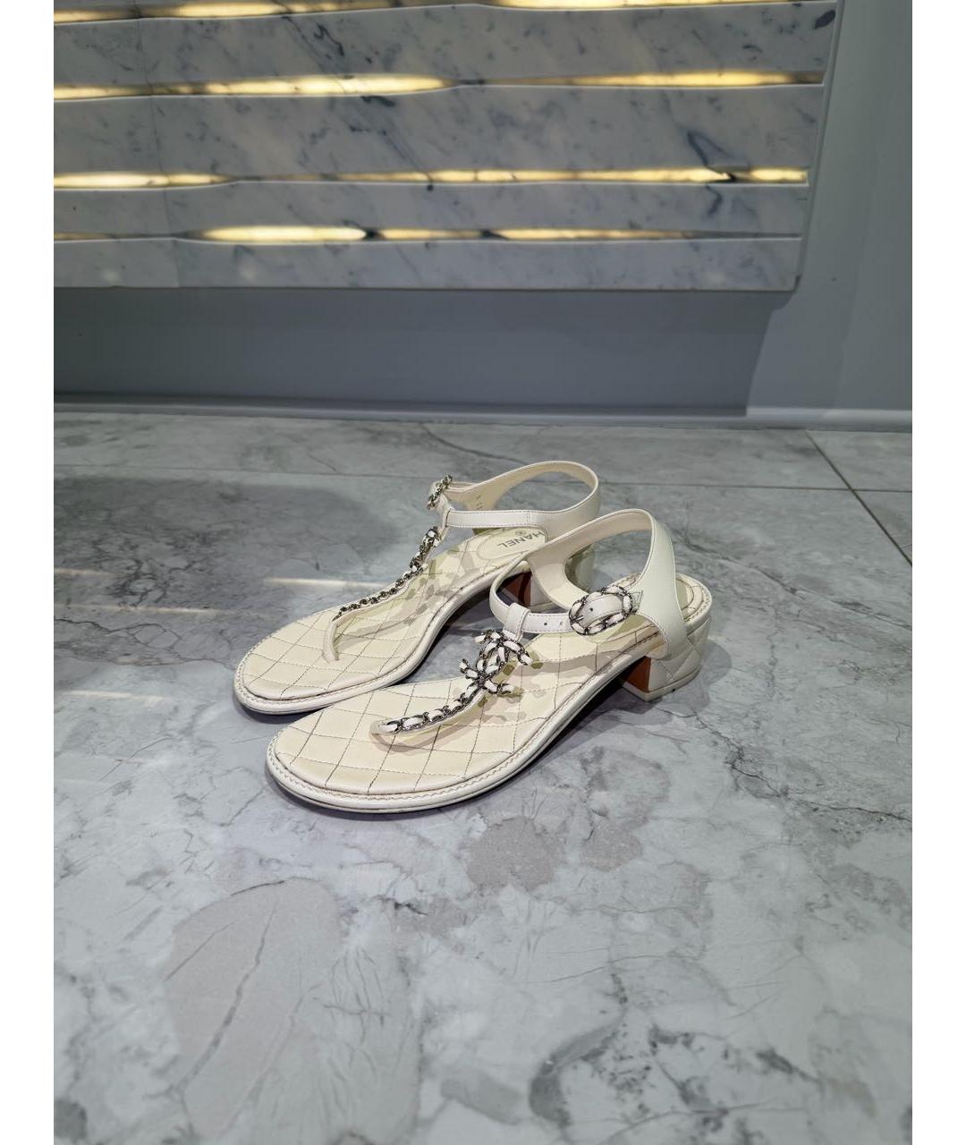 CHANEL Бежевые кожаные сандалии, фото 8