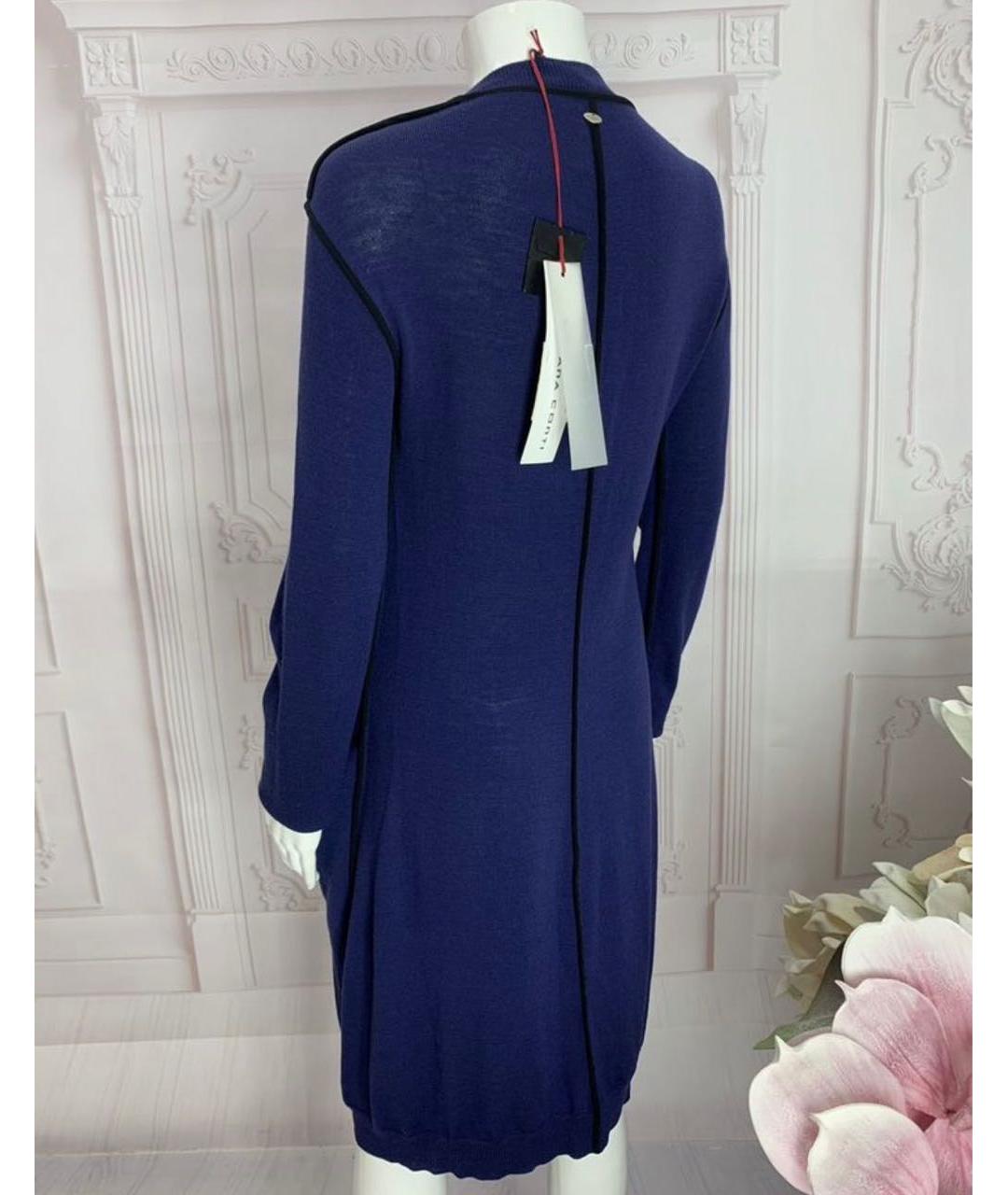 LIVIANA CONTI Темно-синее шерстяное повседневное платье, фото 2