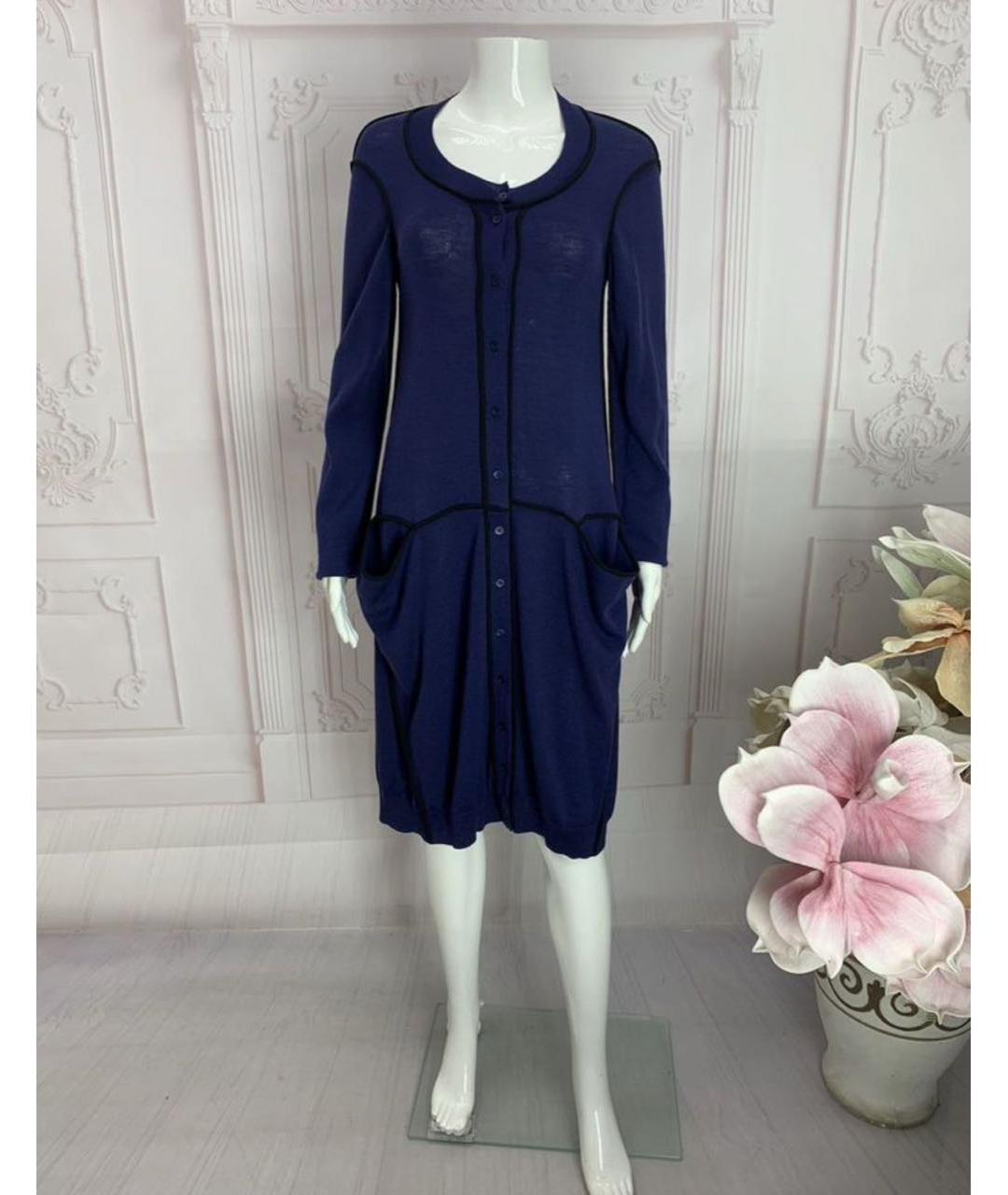 LIVIANA CONTI Темно-синее шерстяное повседневное платье, фото 6