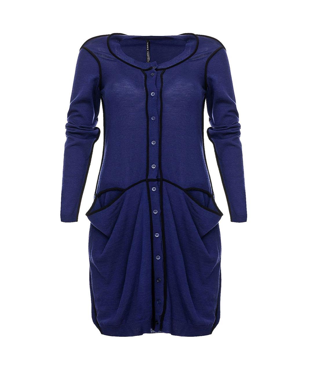 LIVIANA CONTI Темно-синее шерстяное повседневное платье, фото 9