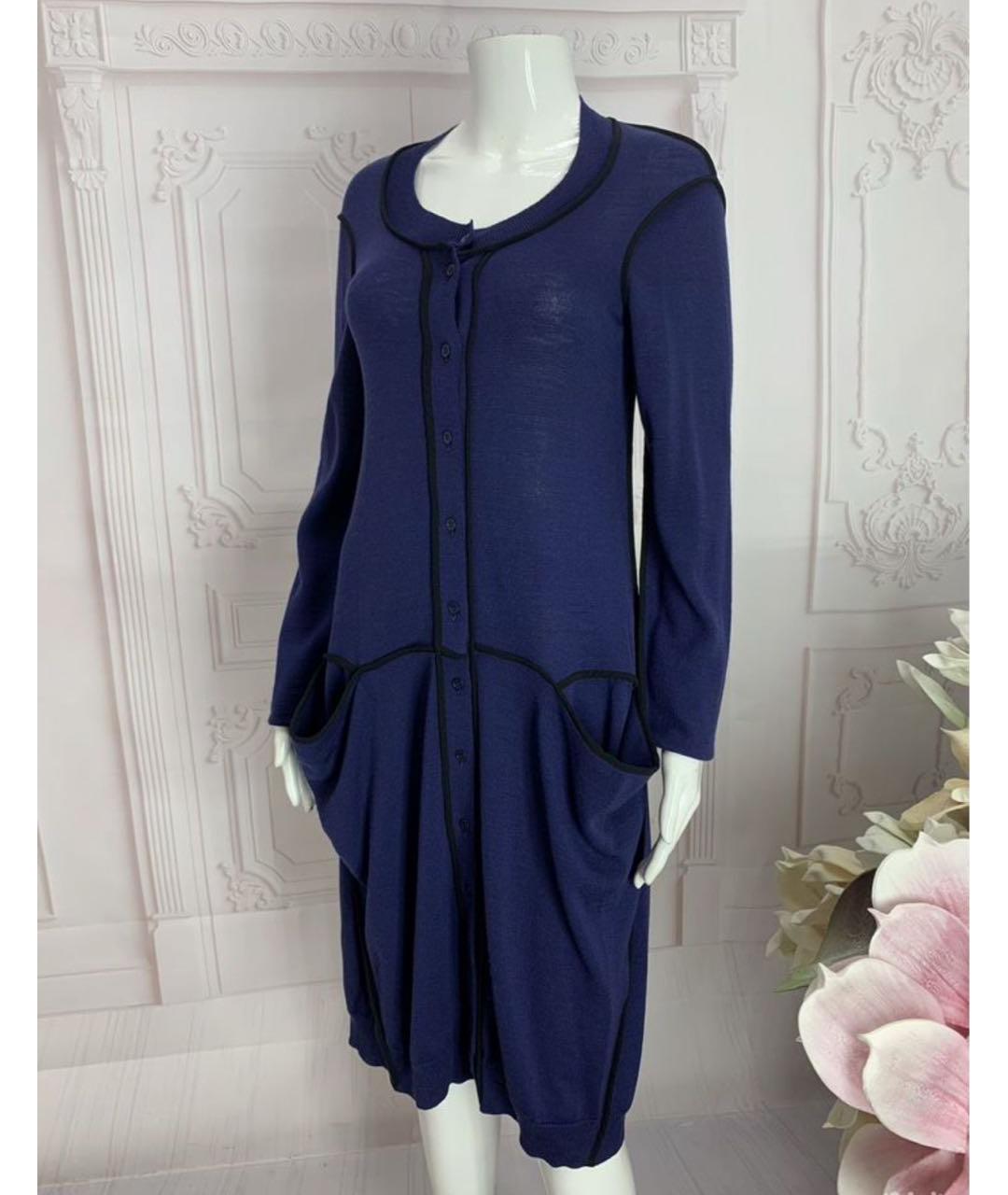 LIVIANA CONTI Темно-синее шерстяное повседневное платье, фото 5