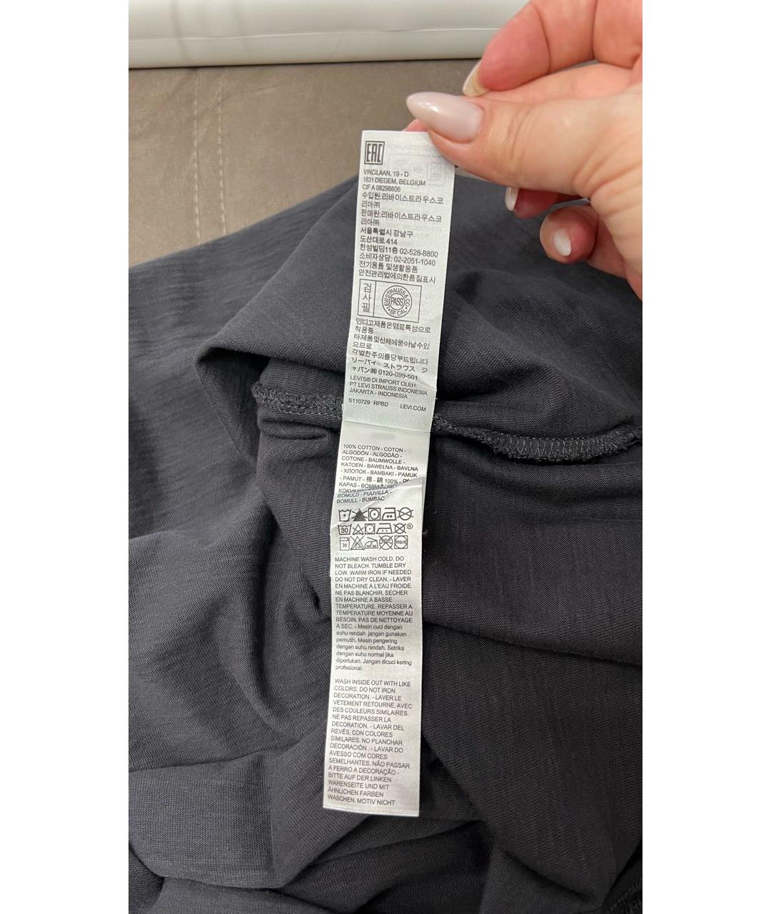 LEVI'S Антрацитовая хлопковая футболка, фото 5