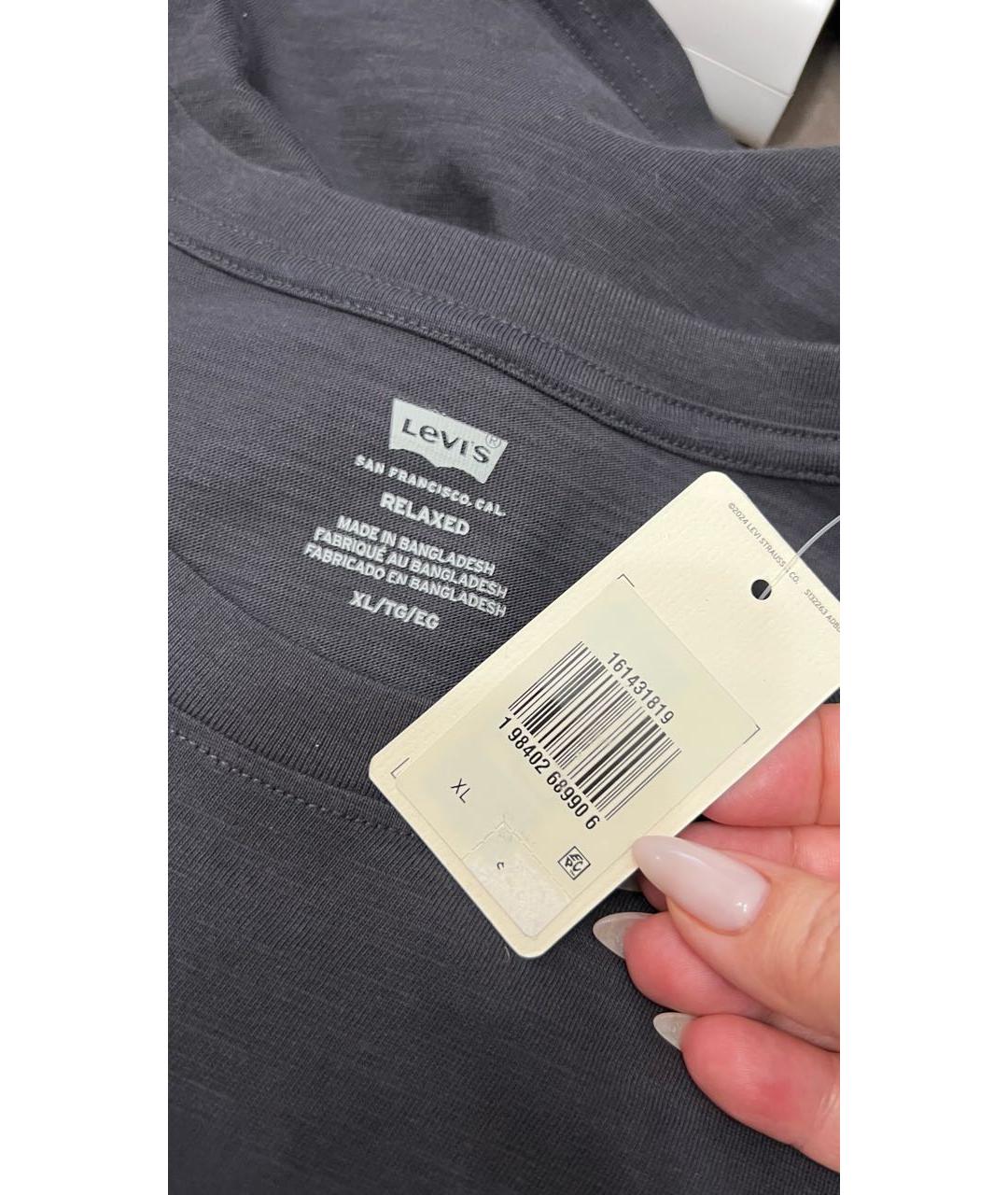 LEVI'S Антрацитовая хлопковая футболка, фото 6