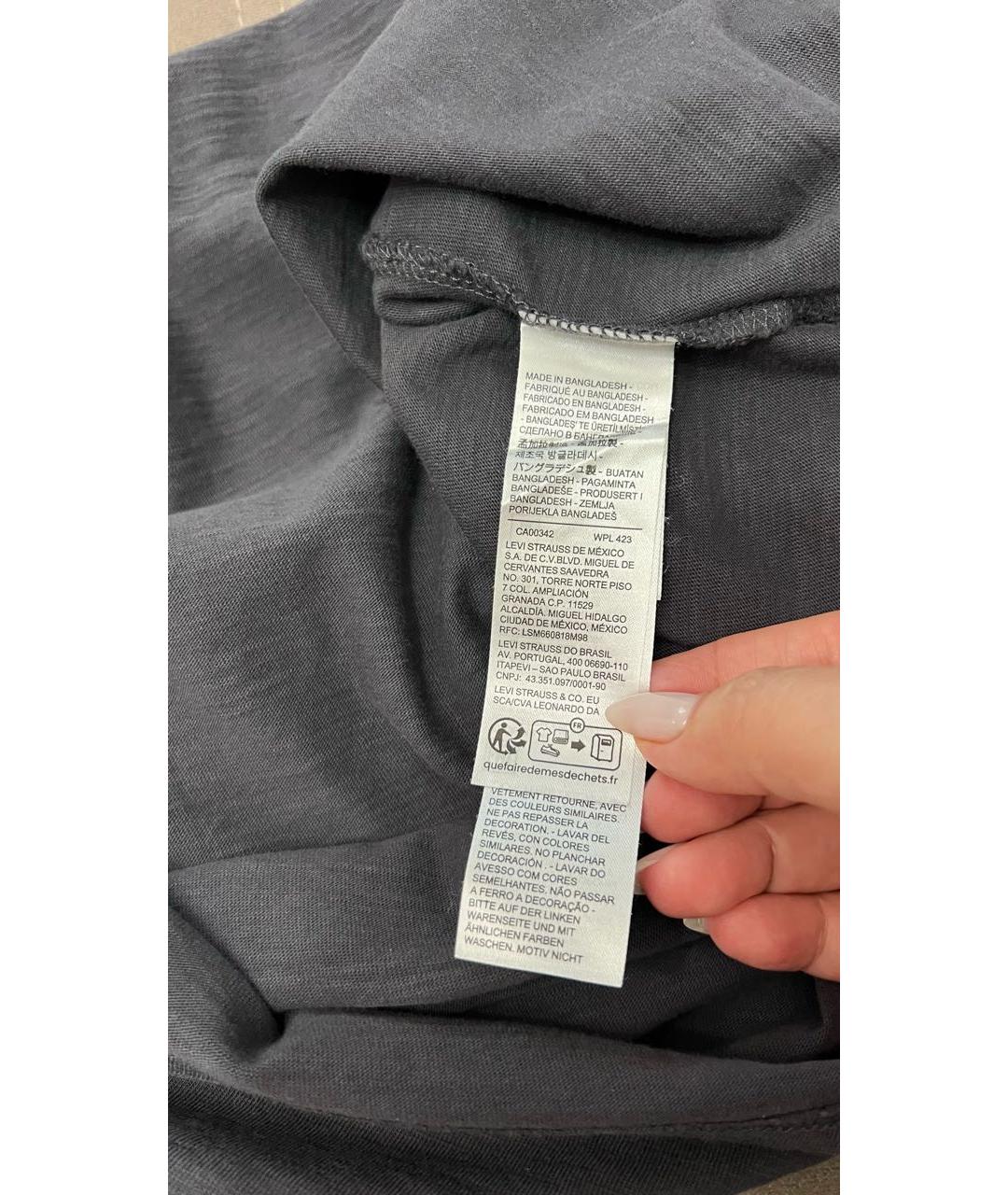 LEVI'S Антрацитовая хлопковая футболка, фото 4