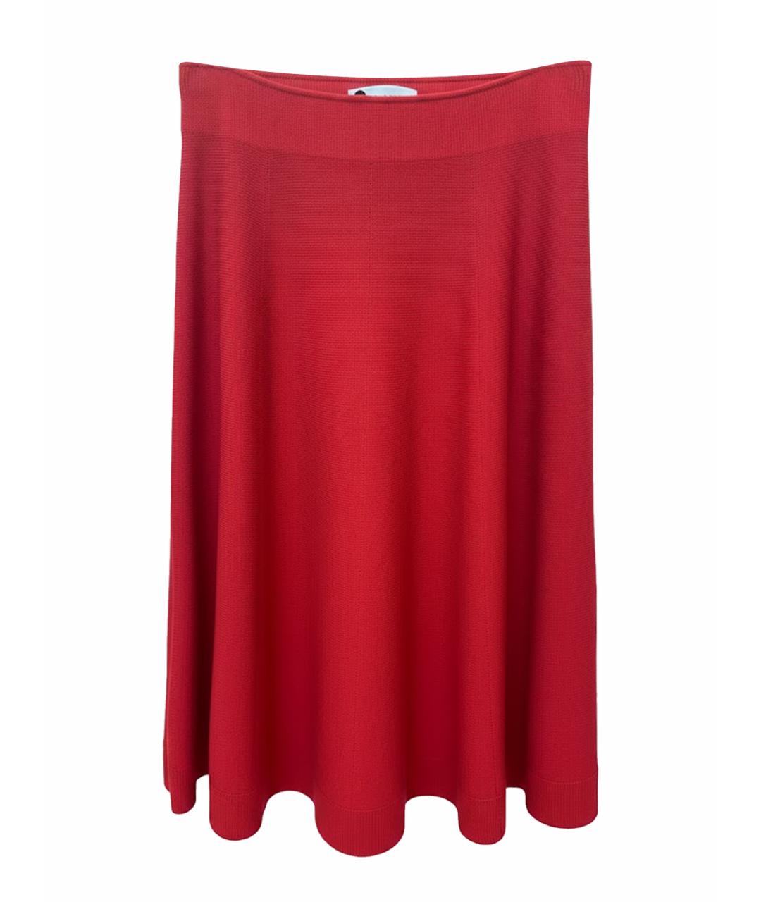 LANVIN Красная шерстяная юбка миди, фото 1