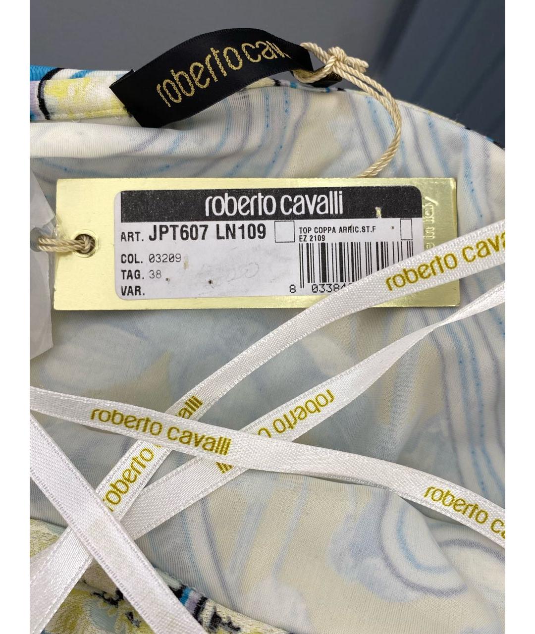 ROBERTO CAVALLI Голубая полиамидовая майка, фото 4