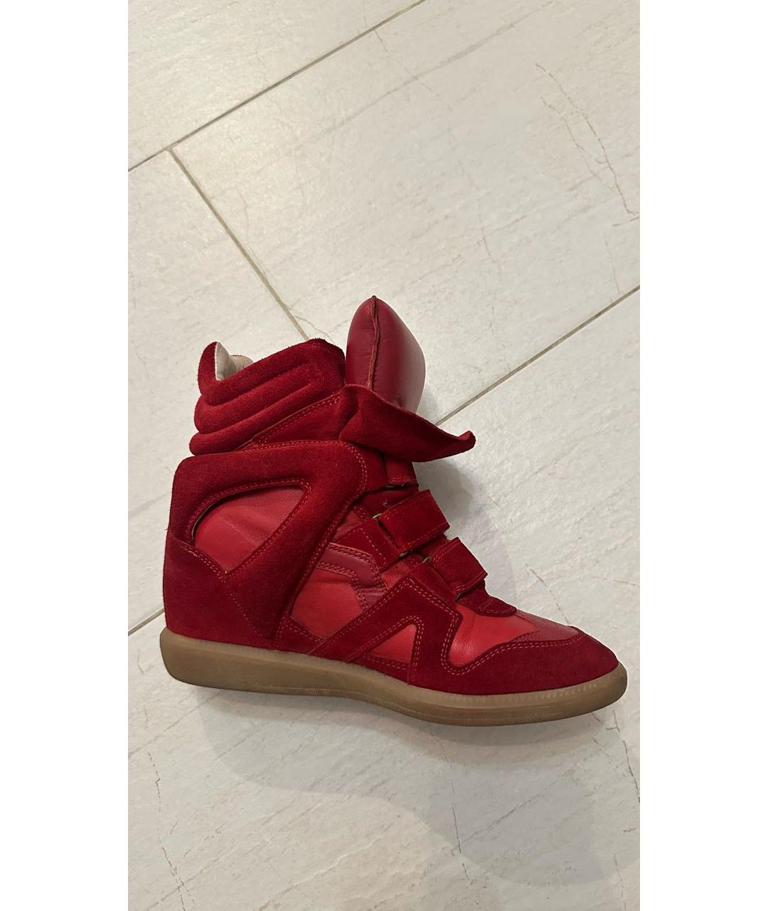 ISABEL MARANT Красные замшевые кроссовки, фото 4