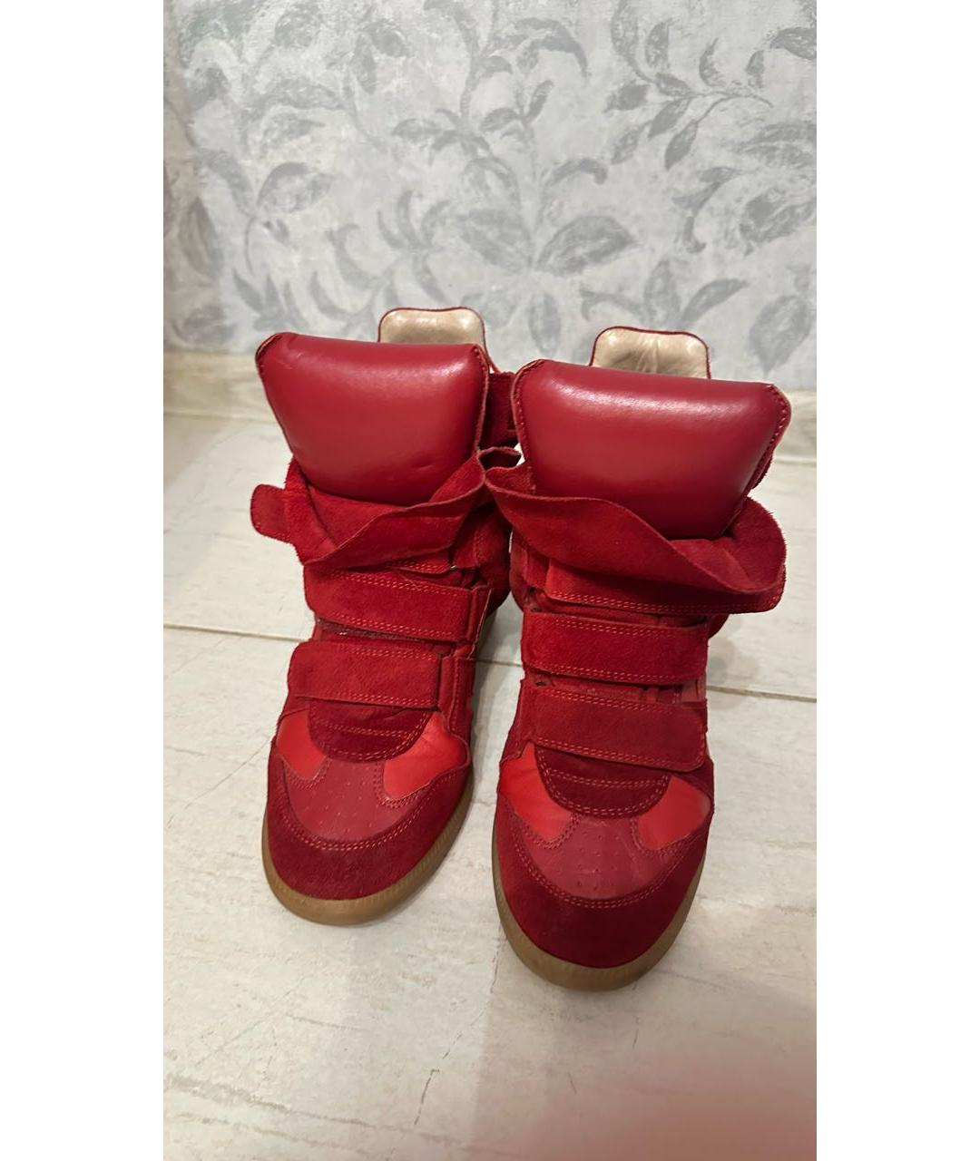 ISABEL MARANT Красные замшевые кроссовки, фото 2