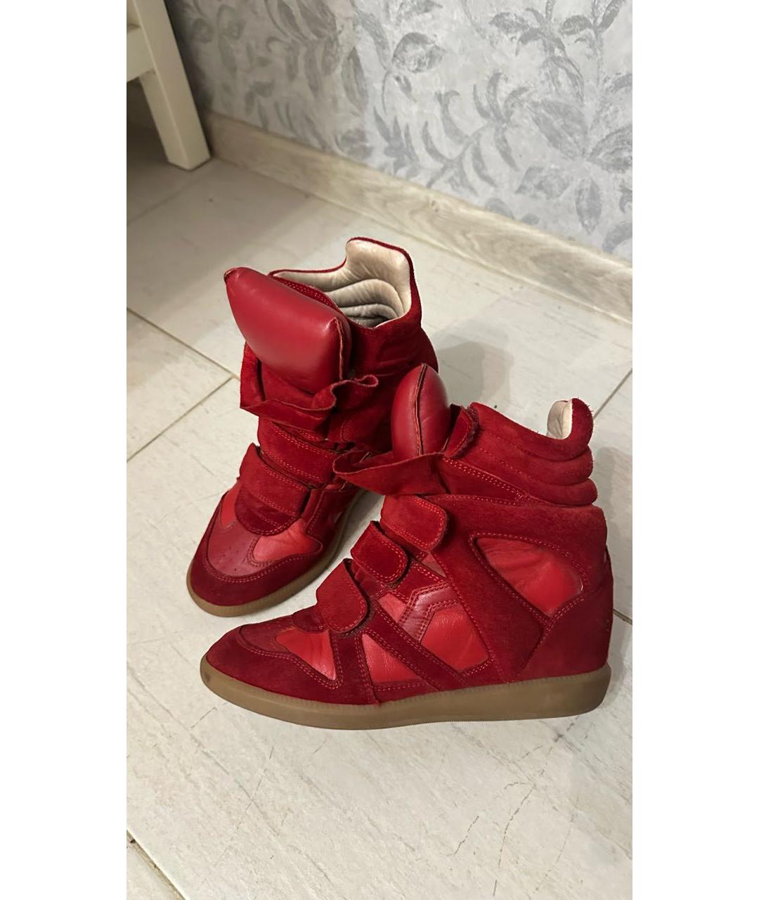 ISABEL MARANT Красные замшевые кроссовки, фото 3