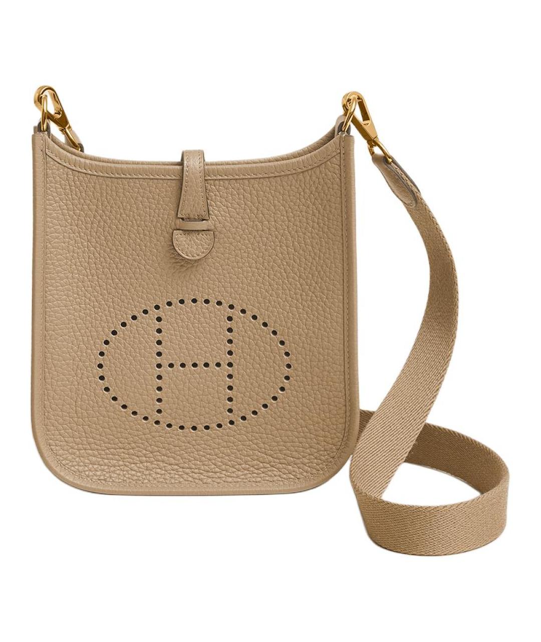 HERMES Бежевая кожаная сумка через плечо, фото 1