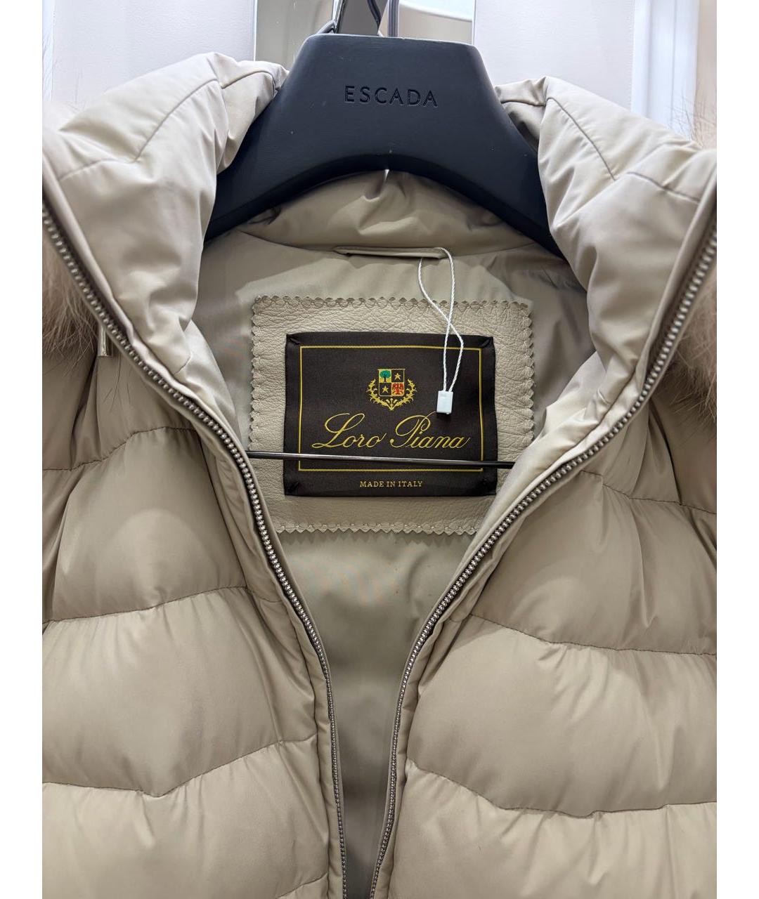 LORO PIANA Бежевый полиэстеровый пуховик, фото 7