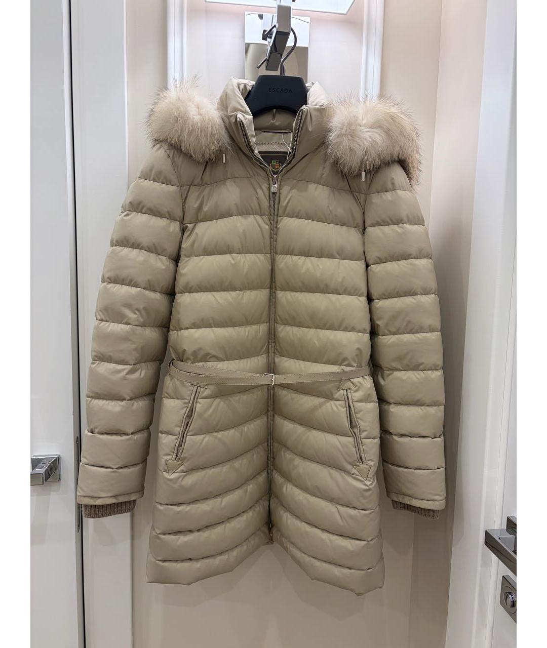 LORO PIANA Бежевый полиэстеровый пуховик, фото 2