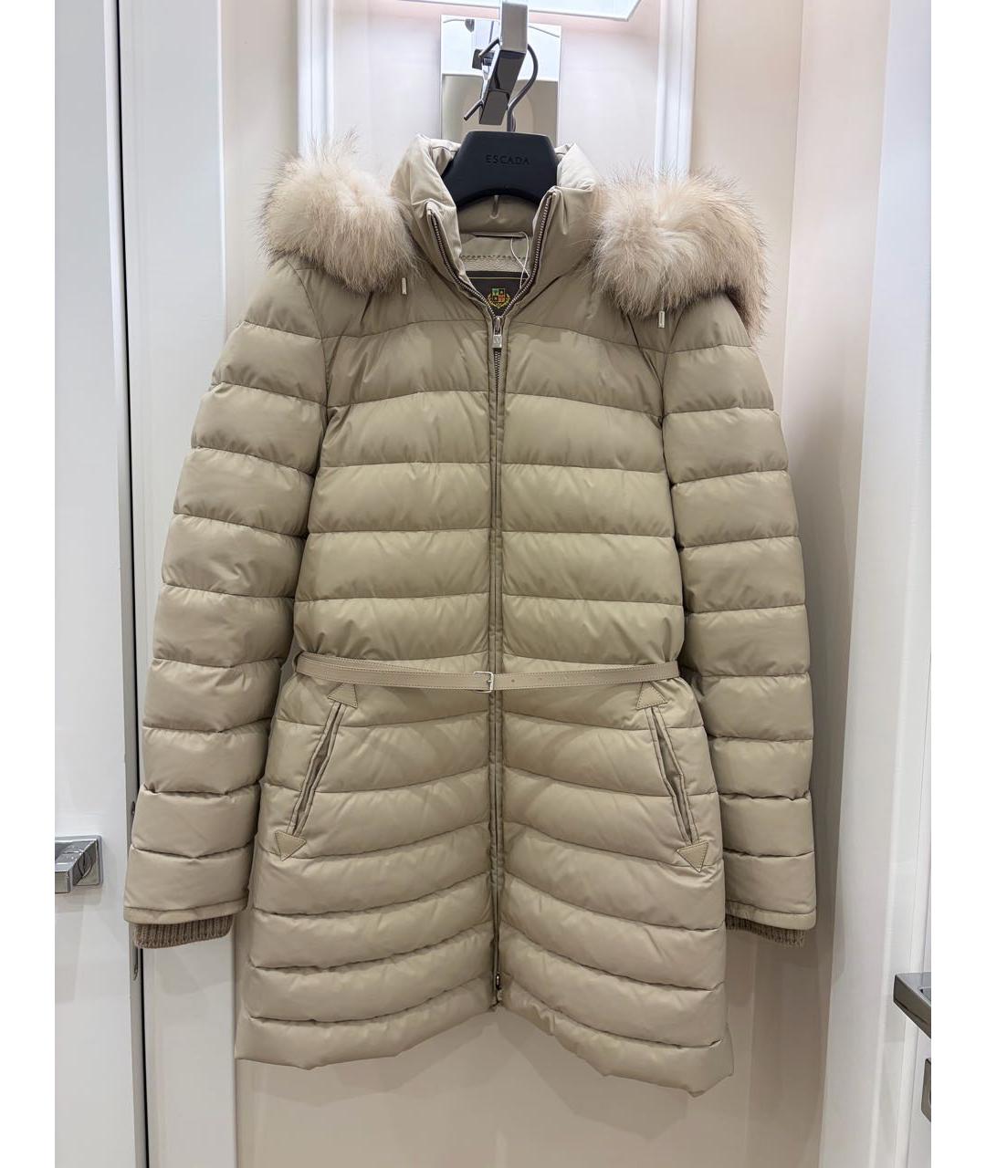 LORO PIANA Бежевый полиэстеровый пуховик, фото 9