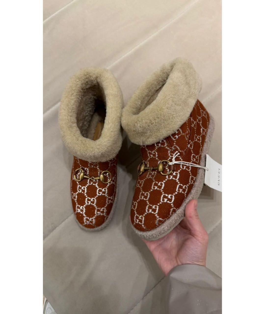 GUCCI Коричневые текстильные полусапоги, фото 2