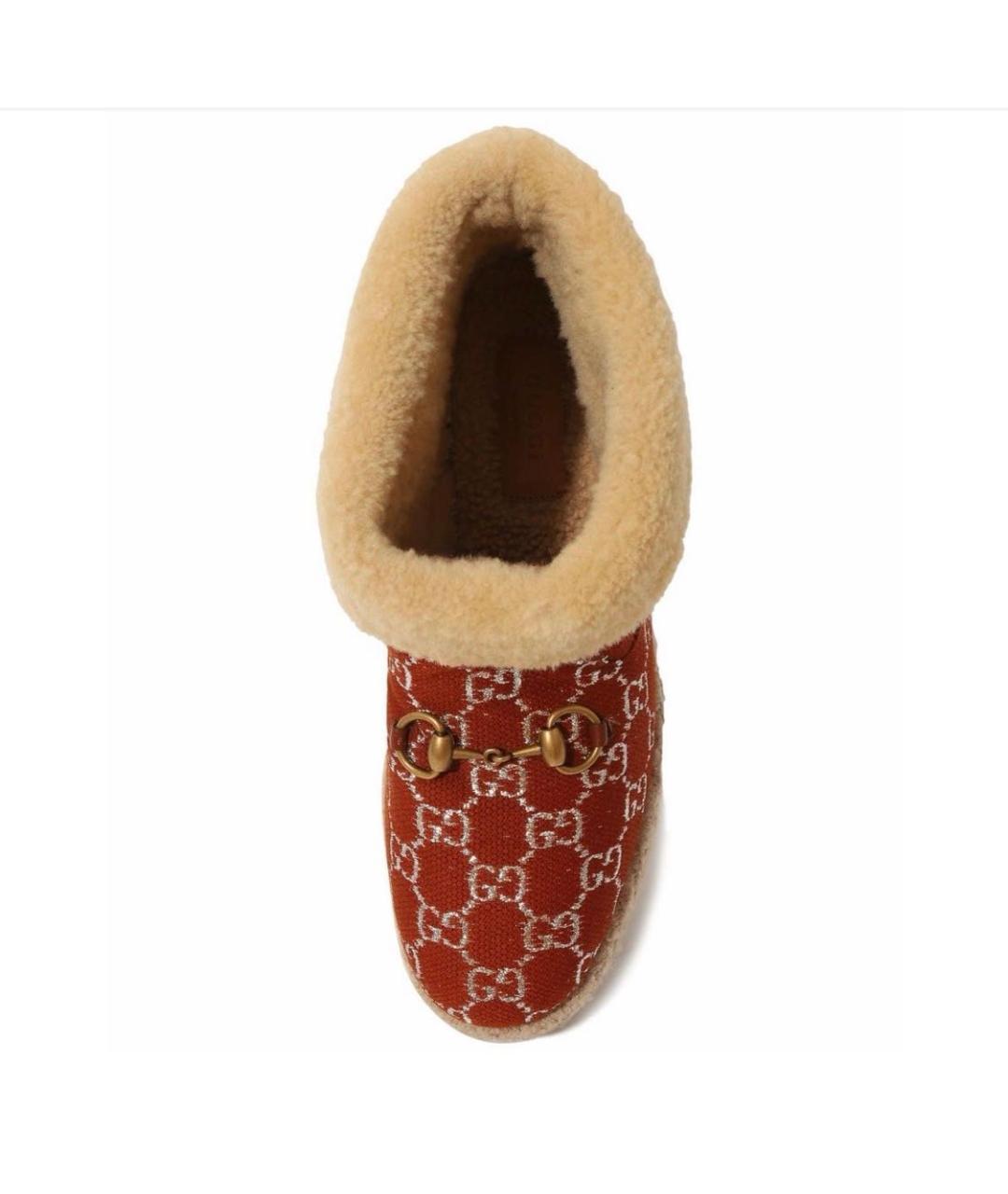 GUCCI Коричневые текстильные полусапоги, фото 3
