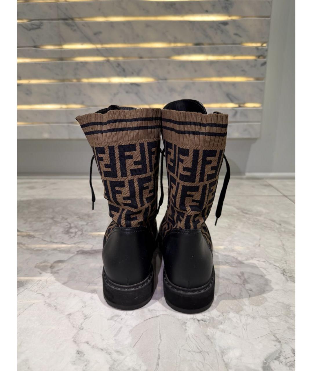 FENDI Коричневые кожаные ботинки, фото 4