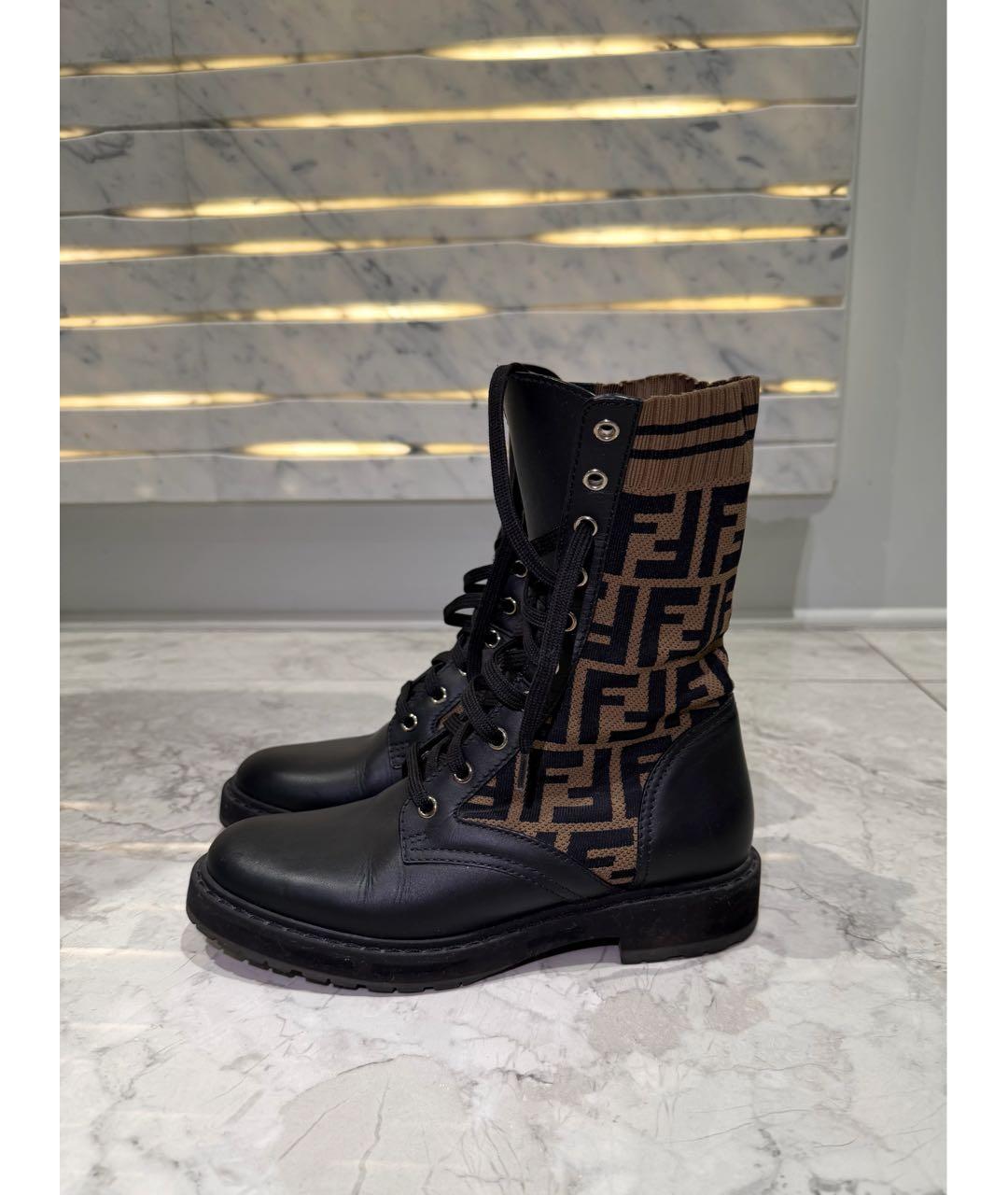FENDI Коричневые кожаные ботинки, фото 2