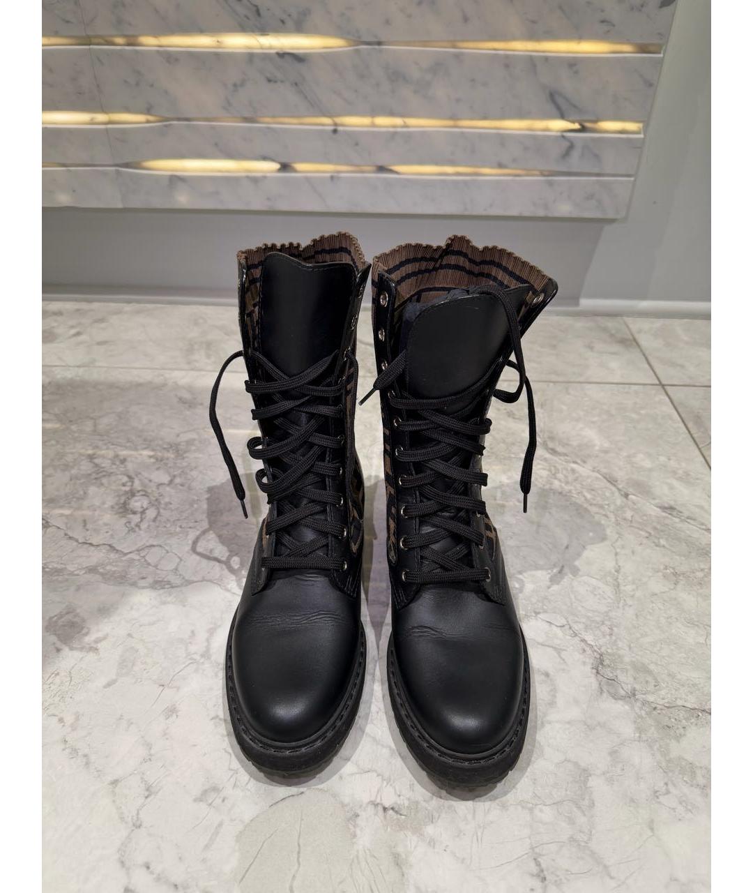 FENDI Коричневые кожаные ботинки, фото 3