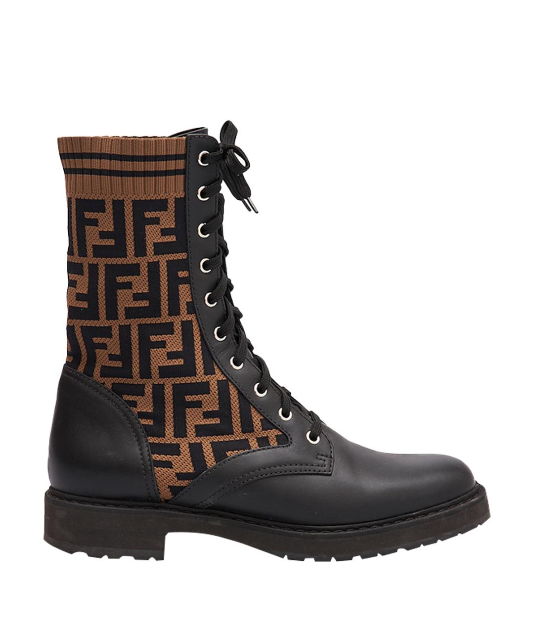FENDI Коричневые кожаные ботинки, фото 1