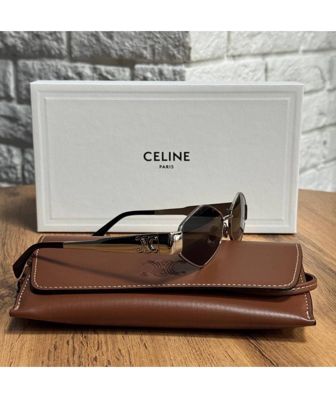 CELINE Серебряные металлические солнцезащитные очки, фото 2