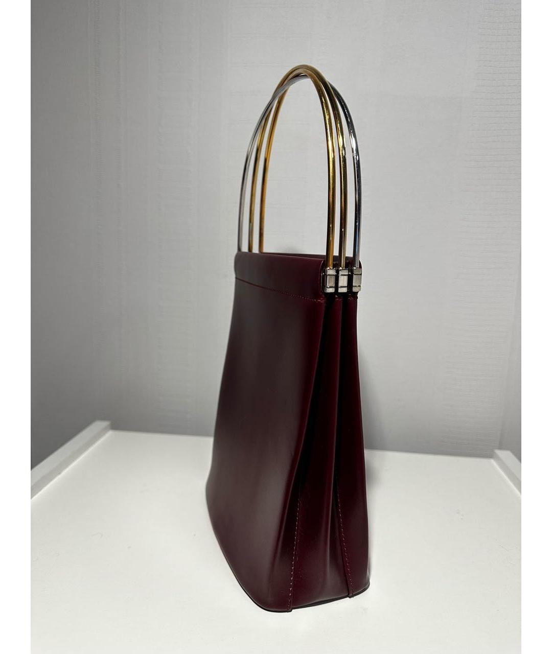 CARTIER Бордовая кожаная сумка с короткими ручками, фото 2