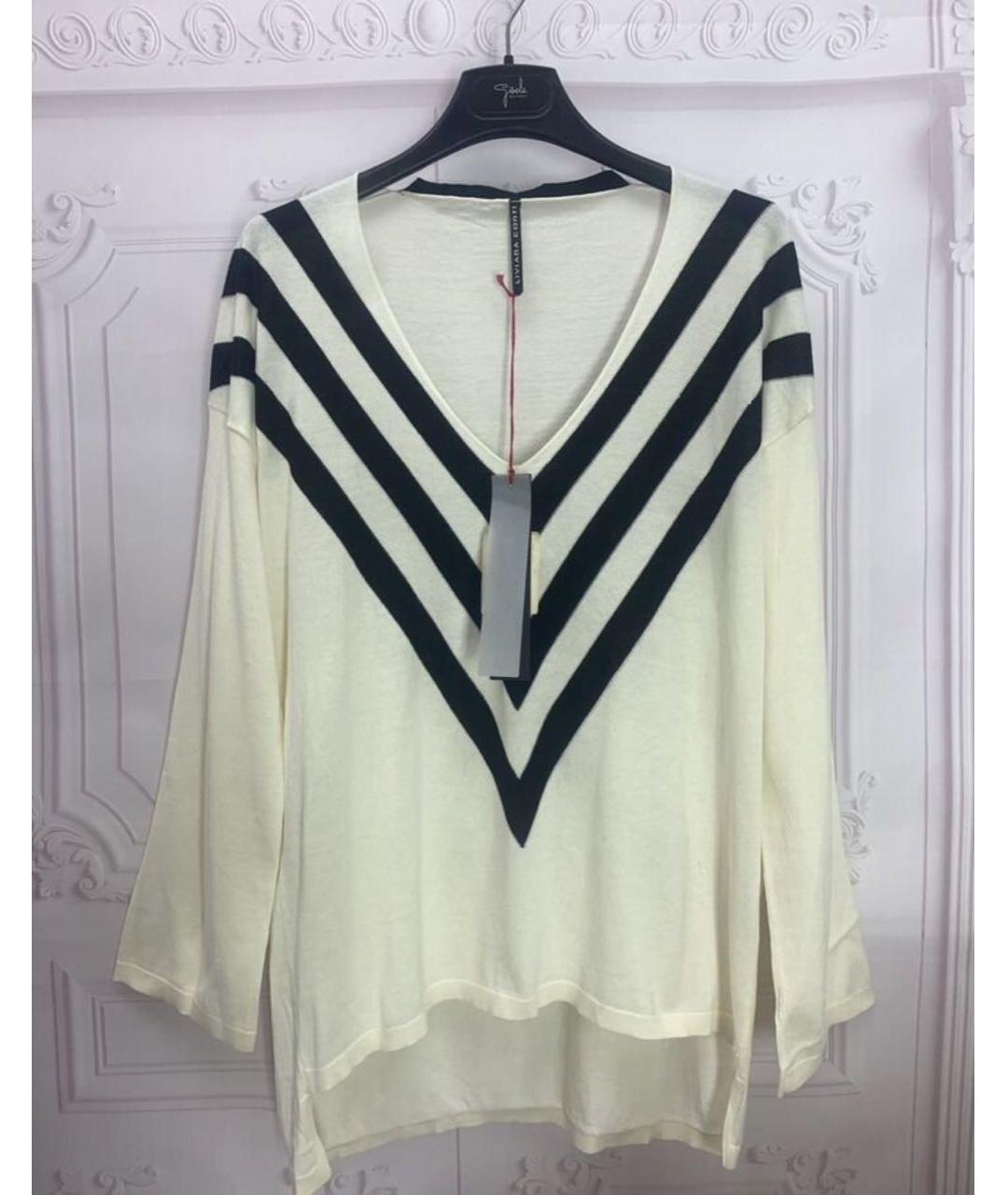 LIVIANA CONTI Белый хлопковый джемпер / свитер, фото 6