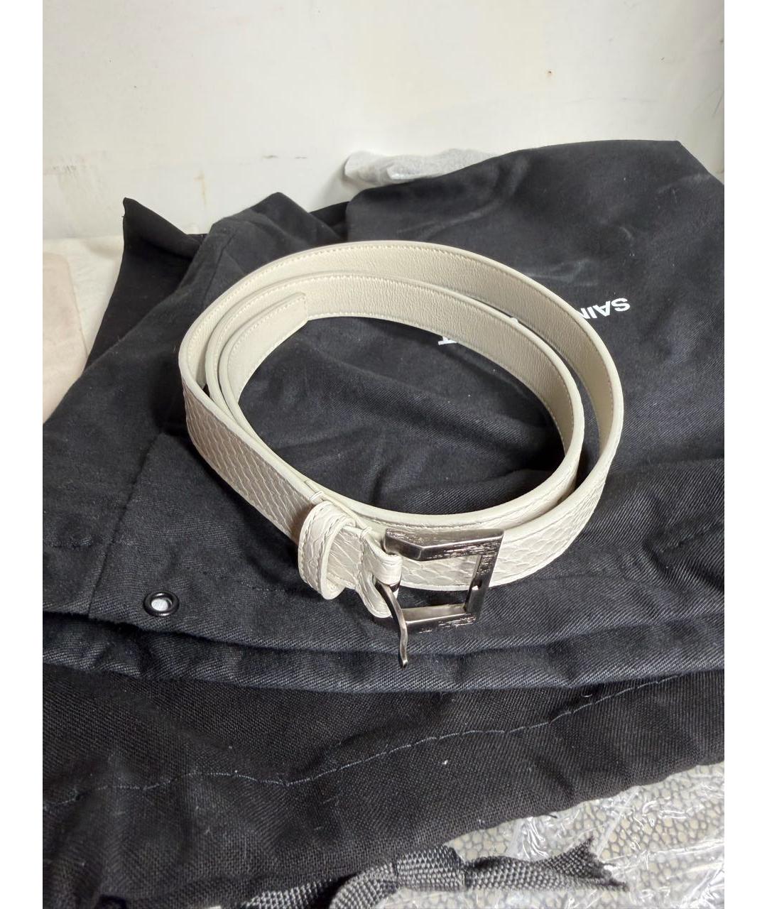 SAINT LAURENT Белый ремень из экзотической кожи, фото 5