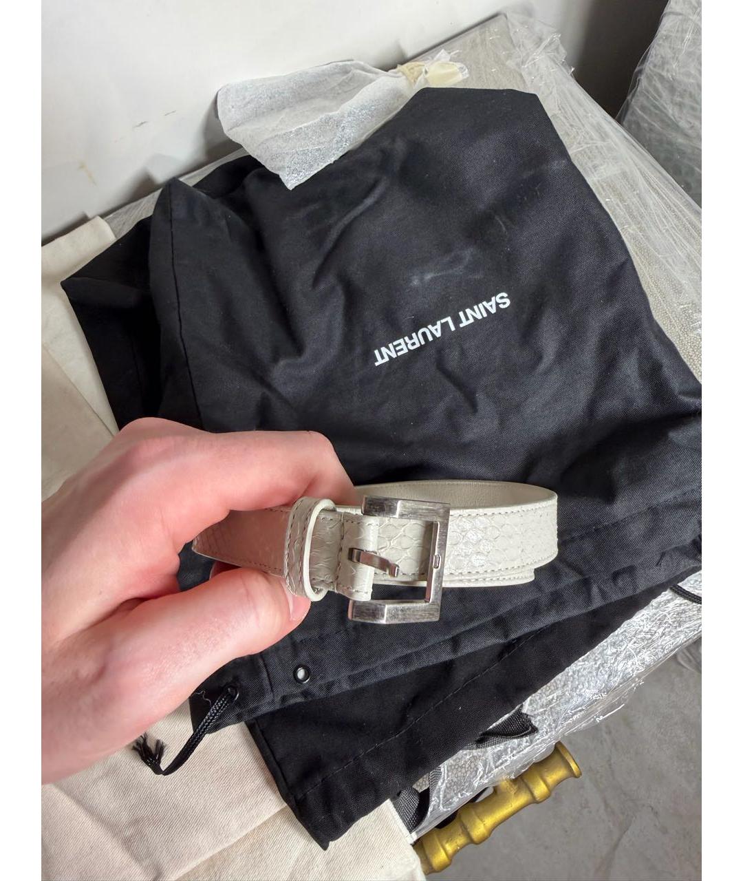 SAINT LAURENT Белый ремень из экзотической кожи, фото 2