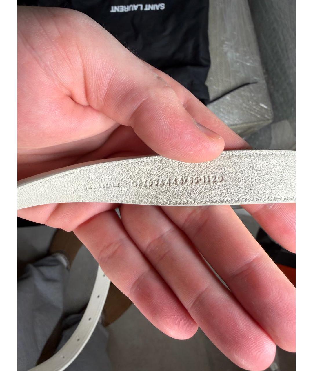 SAINT LAURENT Белый ремень из экзотической кожи, фото 3